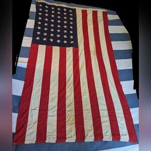 48 Star US FLAG 5" x 8" Bull Dog Bunting Vintage July 4th America